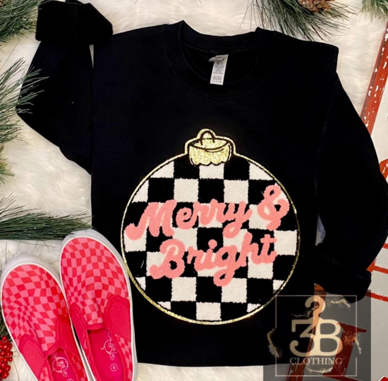 Checkered Ornament Merry & Bright Shirt