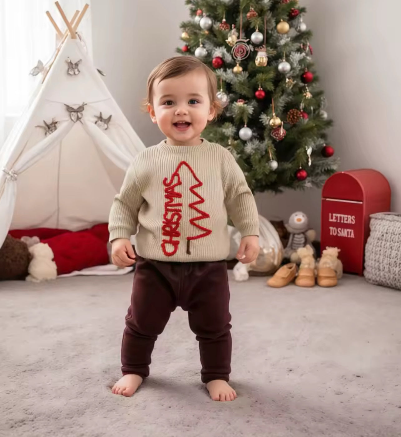 Christmas Tree Outline Toddler Knit Sweater