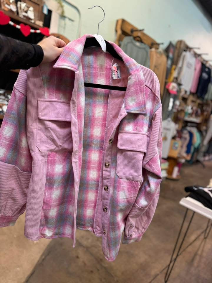Pink plaid shacket