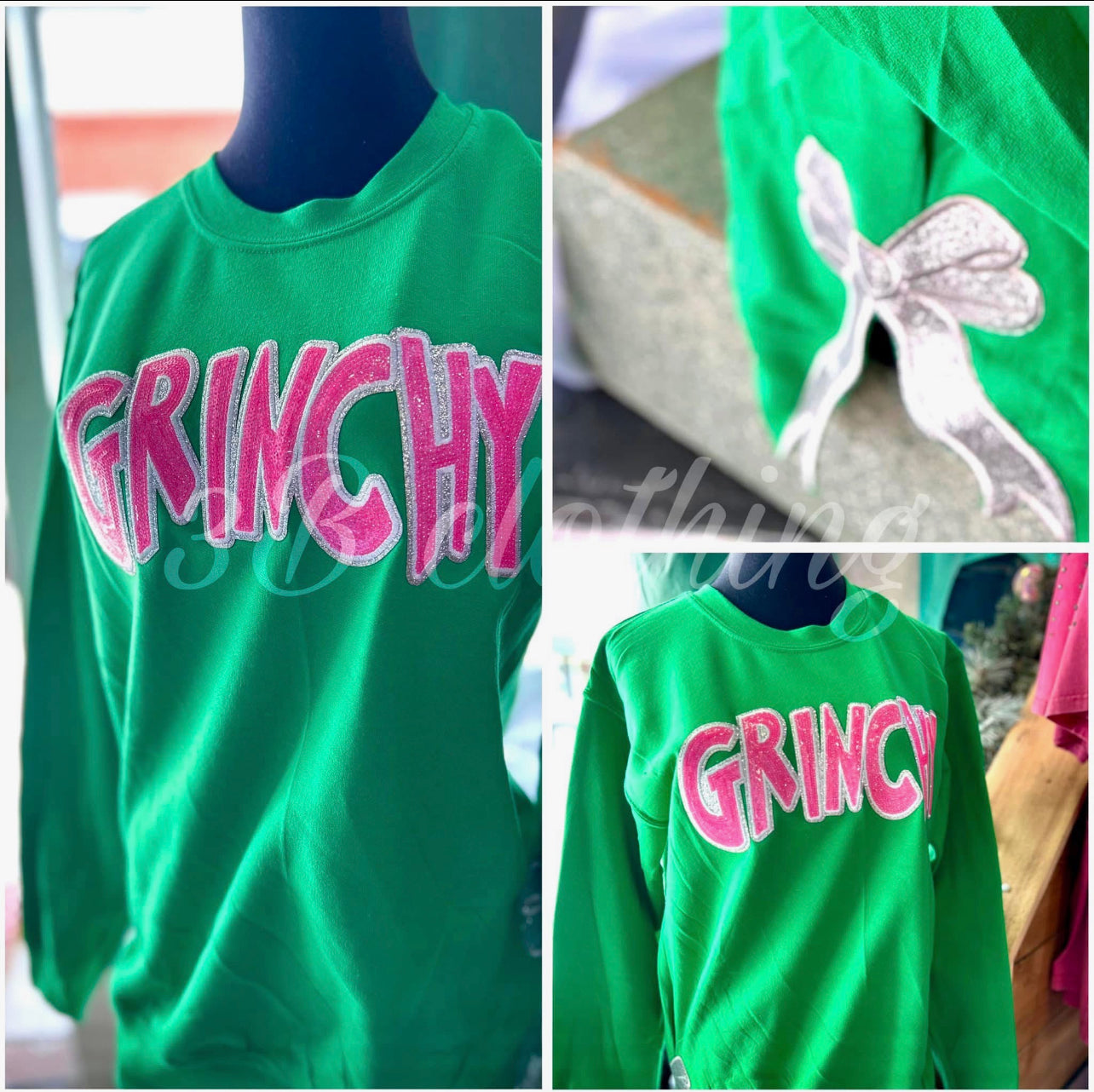 The Green Grump patch shirt - with bow details