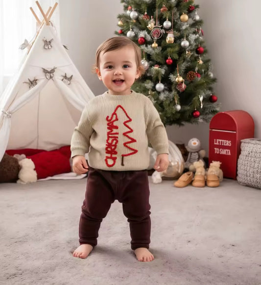 Christmas Tree Outline Toddler Knit Sweater
