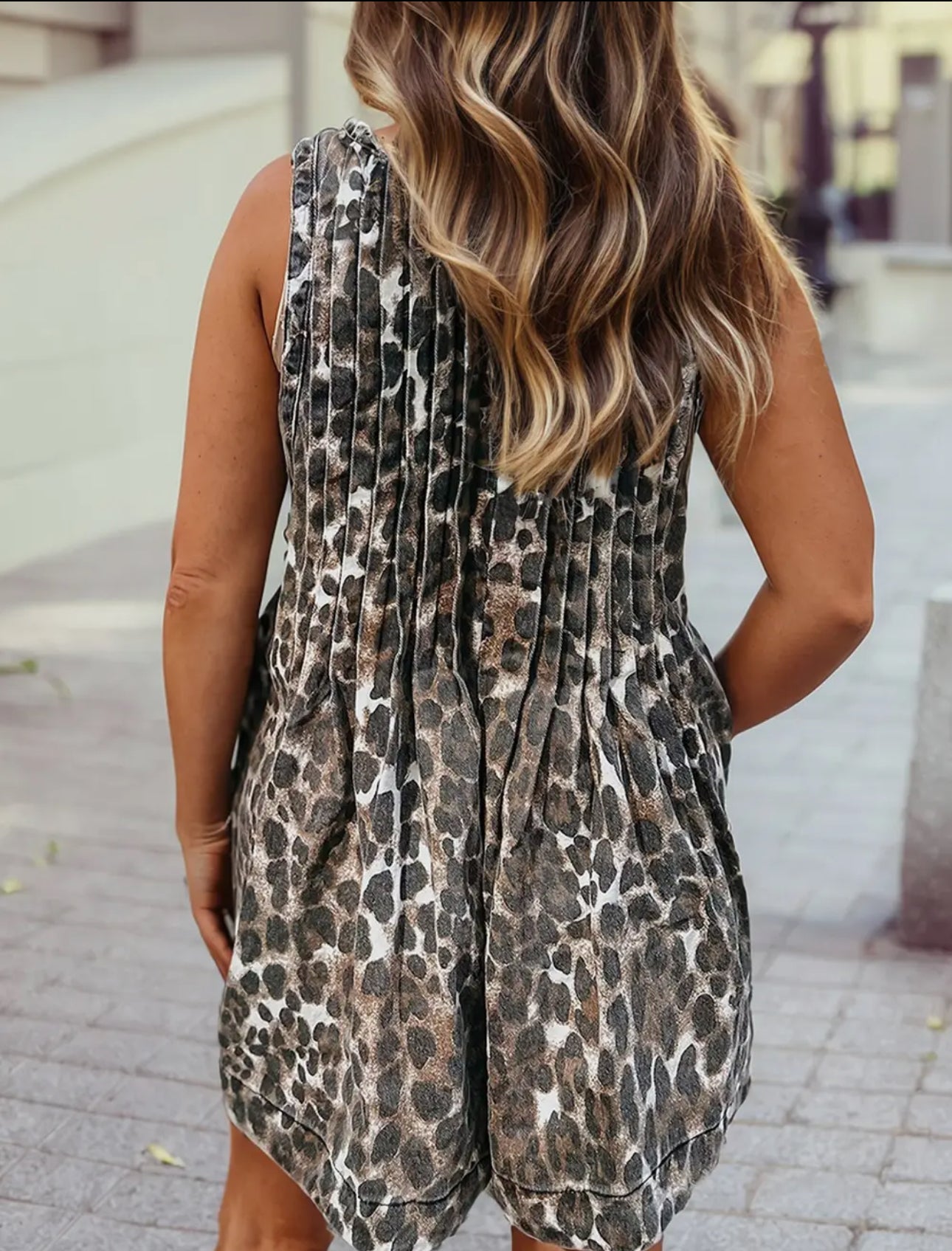 Leopard print v neck romper