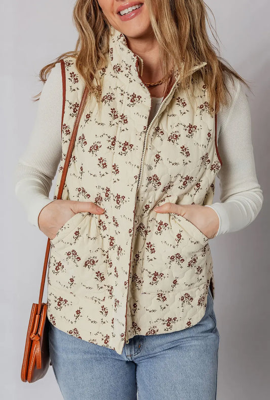 Floral quilted vest