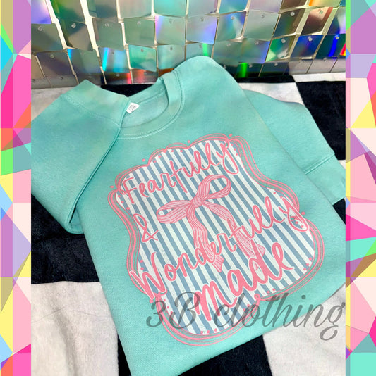 Made on an ultra soft fleece crewneck, this is perfect for all those sweet girls made in his glory